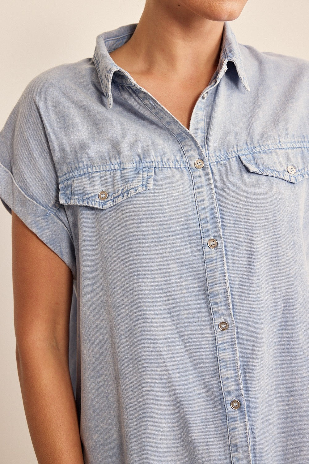 Acid washed button down dress Dress In February