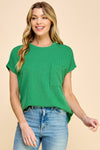 Les Amis Solid Ribbed Top with Pockets