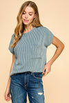 Les Amis Solid Ribbed Top with Pockets