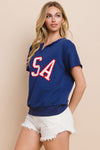 Letter printed sweatshirt with V-neck and short sleeves Sweatshirt Oddi