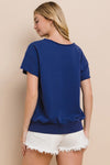Letter printed sweatshirt with V-neck and short sleeves Sweatshirt Oddi