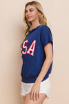 Letter printed sweatshirt with V-neck and short sleeves Sweatshirt Oddi