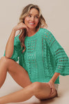 Crochet knit half sleeve round neck top Blouse BiBi