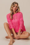 Crochet knit half sleeve round neck top Blouse BiBi