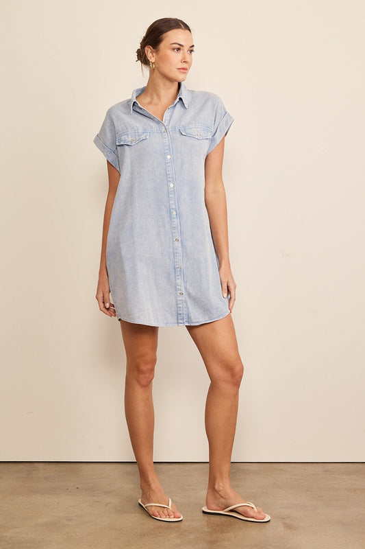 Acid washed button down dress Dress In February   