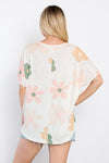 Big floral print dolman sleeve top Blouse BE Stage