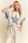 Mineral Washed Denim Star Sleeveless top