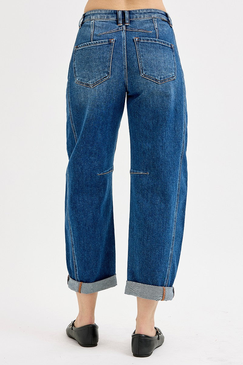 Risen Jeans High rise crop barrel cuffed jeans