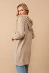 Hooded fringe knit open cardigan Cardigan Cozy Co