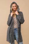 Hooded fringe knit open cardigan Cardigan Cozy Co