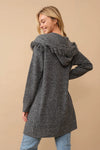 Hooded fringe knit open cardigan Cardigan Cozy Co