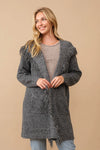 Hooded fringe knit open cardigan Cardigan Cozy Co