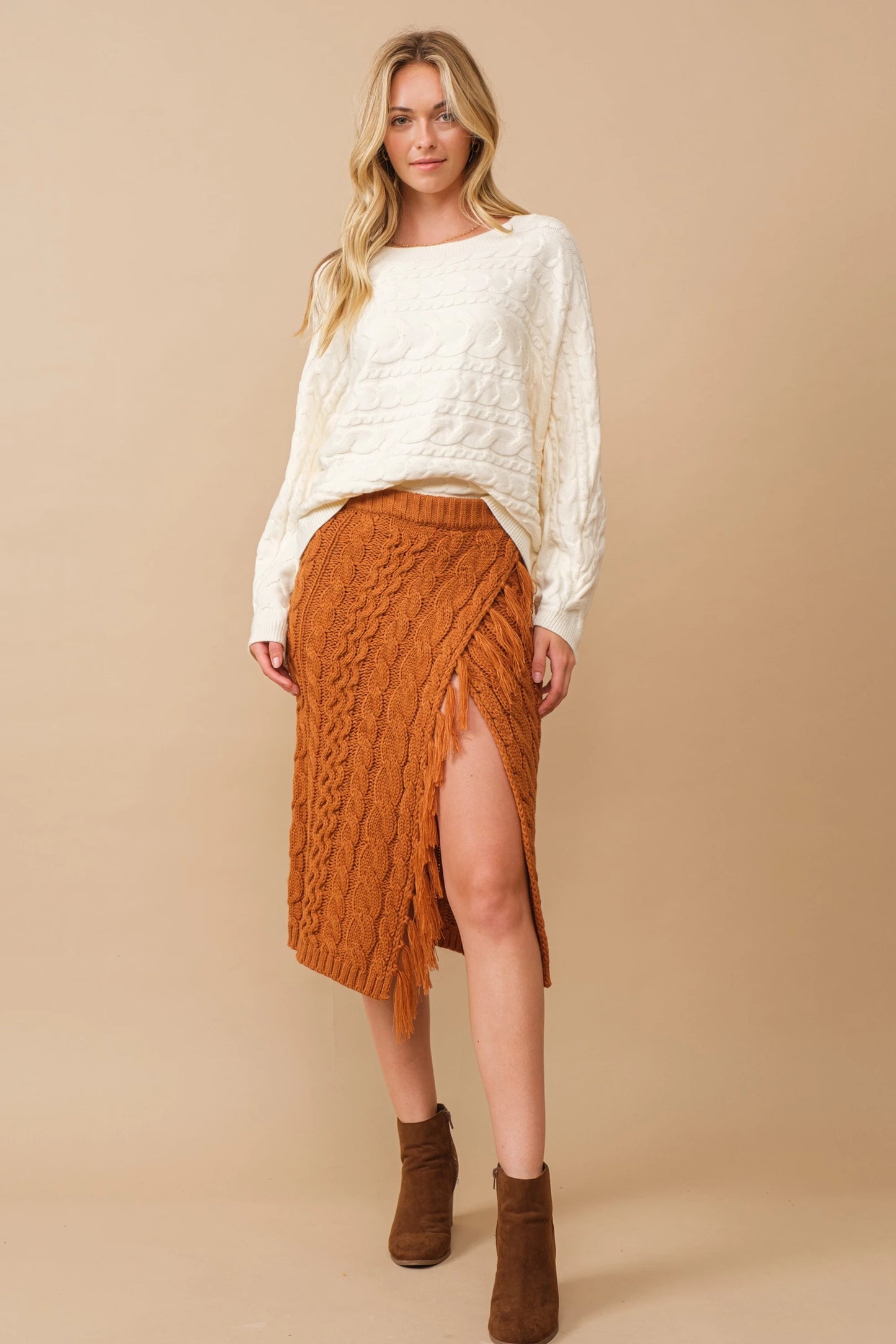 Horizontal cable knit dolman sleeve sweater Sweater Cozy Co