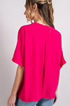 Woven top with V-neckline short sleeves and chest pocket Blouse EE:Some