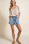 Woven top with V-neckline short sleeves and chest pocket Blouse EE:Some