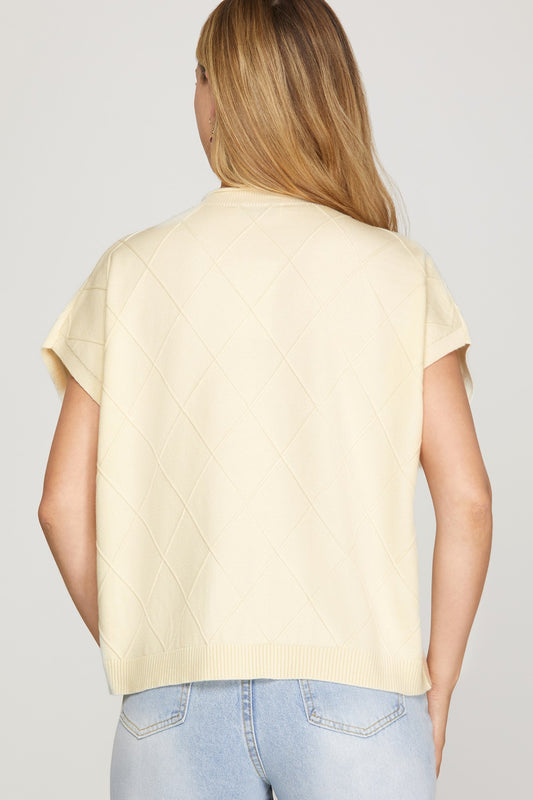 Drop shoulder mock neck sweater vest