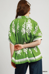 No lining abstract print oversized button down top