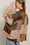 Mix animal print button down top with dolman sleeves Blouse EE:Some