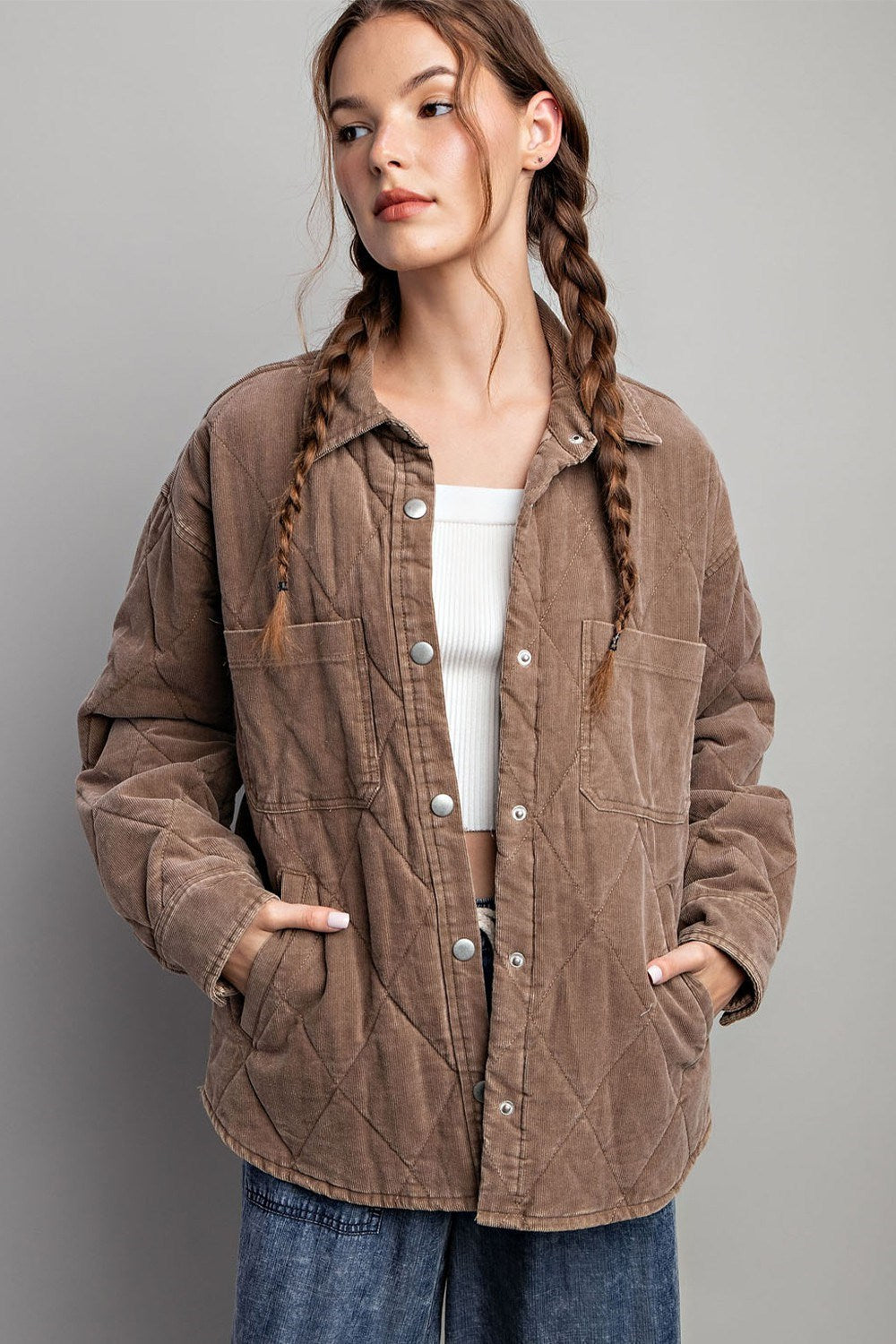 Button down long sleeve quilted jacket Jacket EE:Some