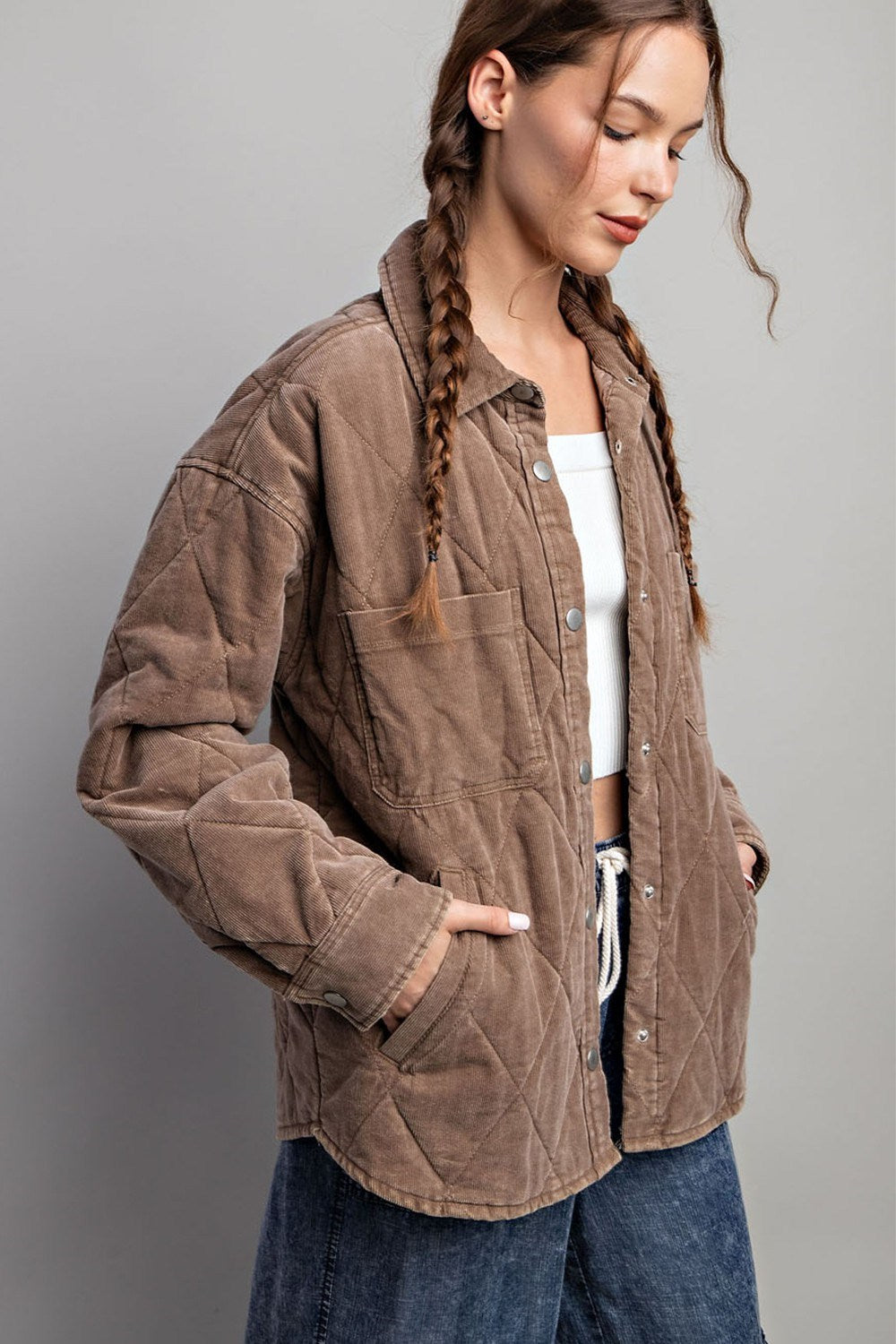 Button down long sleeve quilted jacket Jacket EE:Some