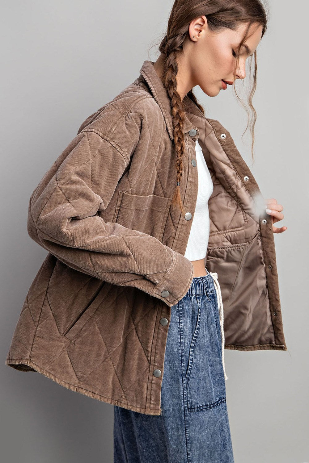 Button down long sleeve quilted jacket Jacket EE:Some