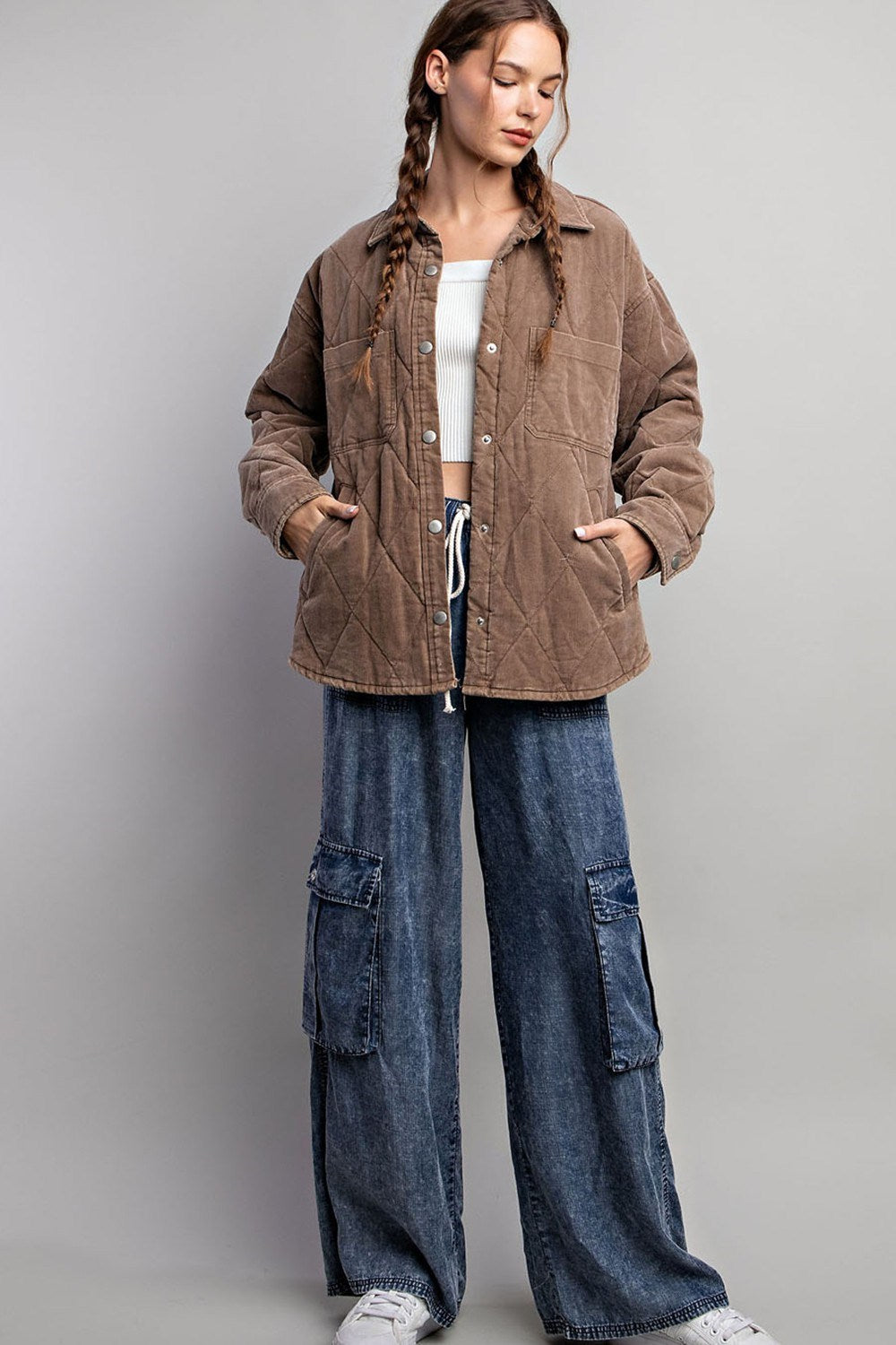Button down long sleeve quilted jacket Jacket EE:Some