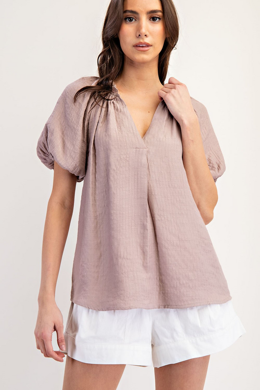 Puff Sleeve V-Neck Top