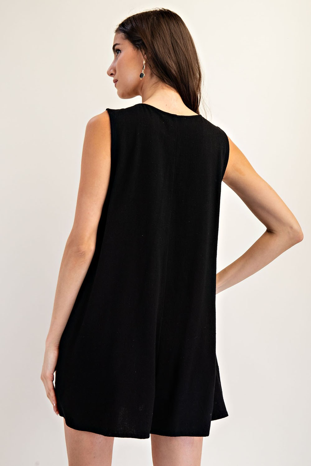 Sleeveless Button Down V-Neck Romper