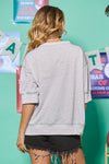 Crew neck letter printed Texas oversized pullover T-Shirt Oddi