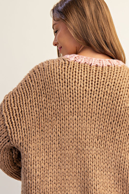 Two tone long sleeve cardigan