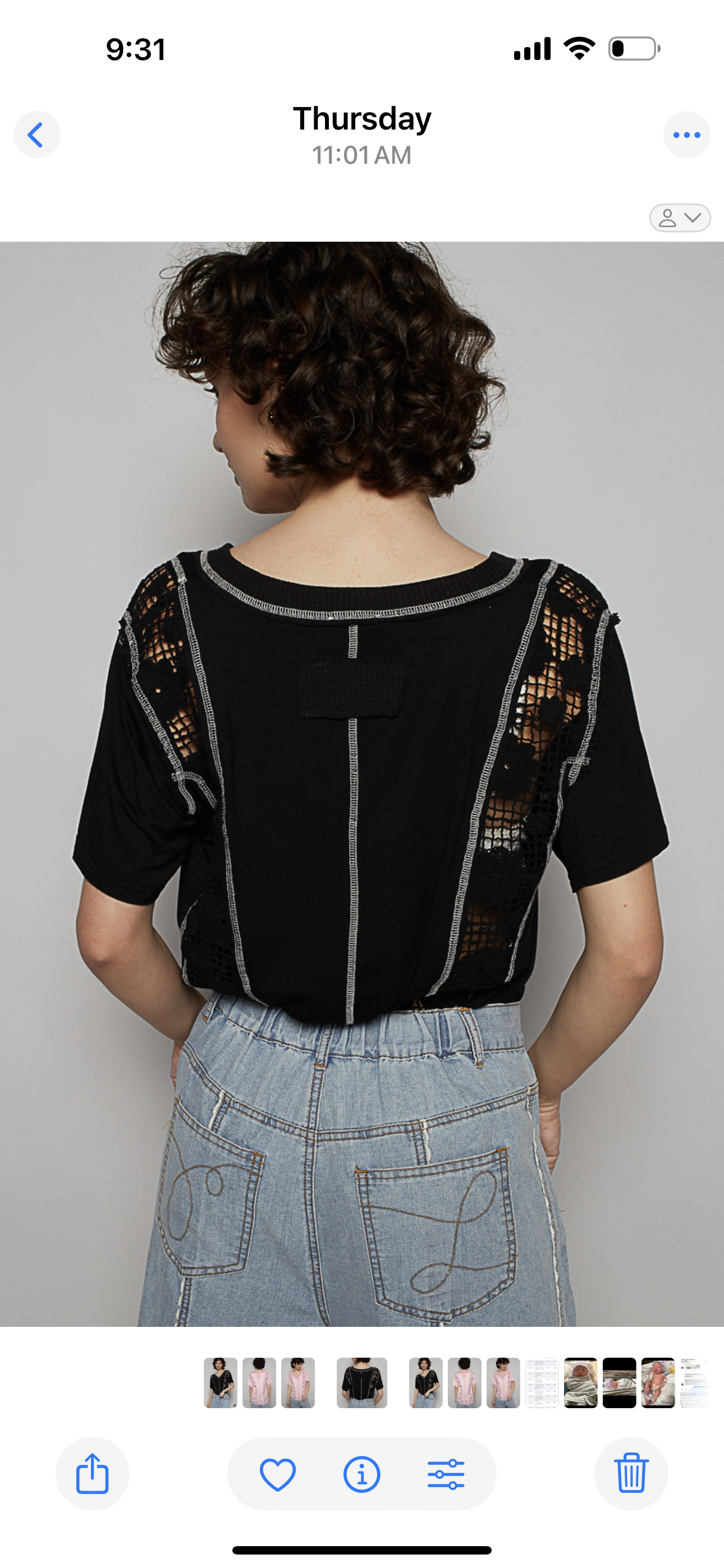 V-neck jersey with overlock stitch detail top