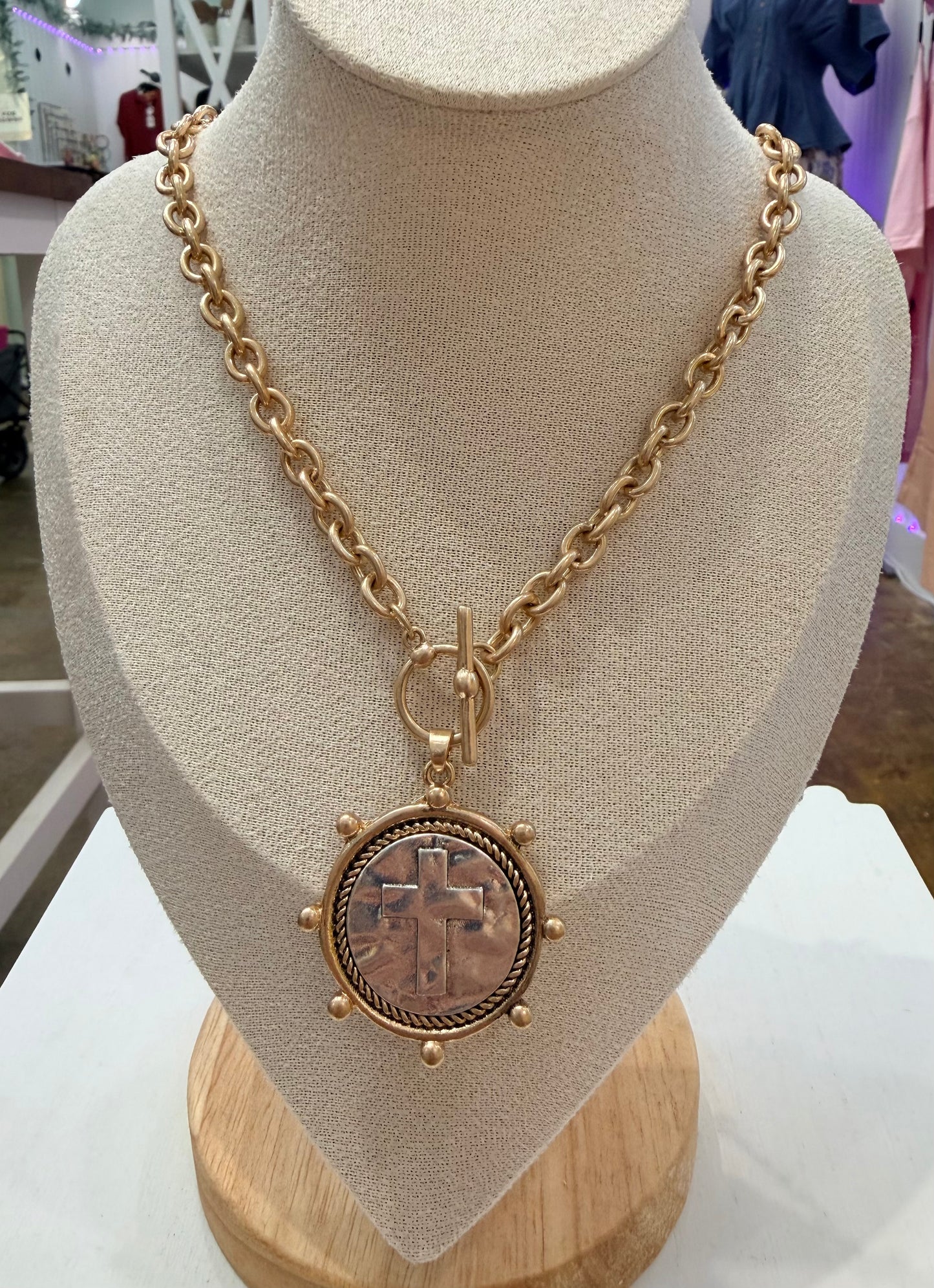 Christian cross coin necklace