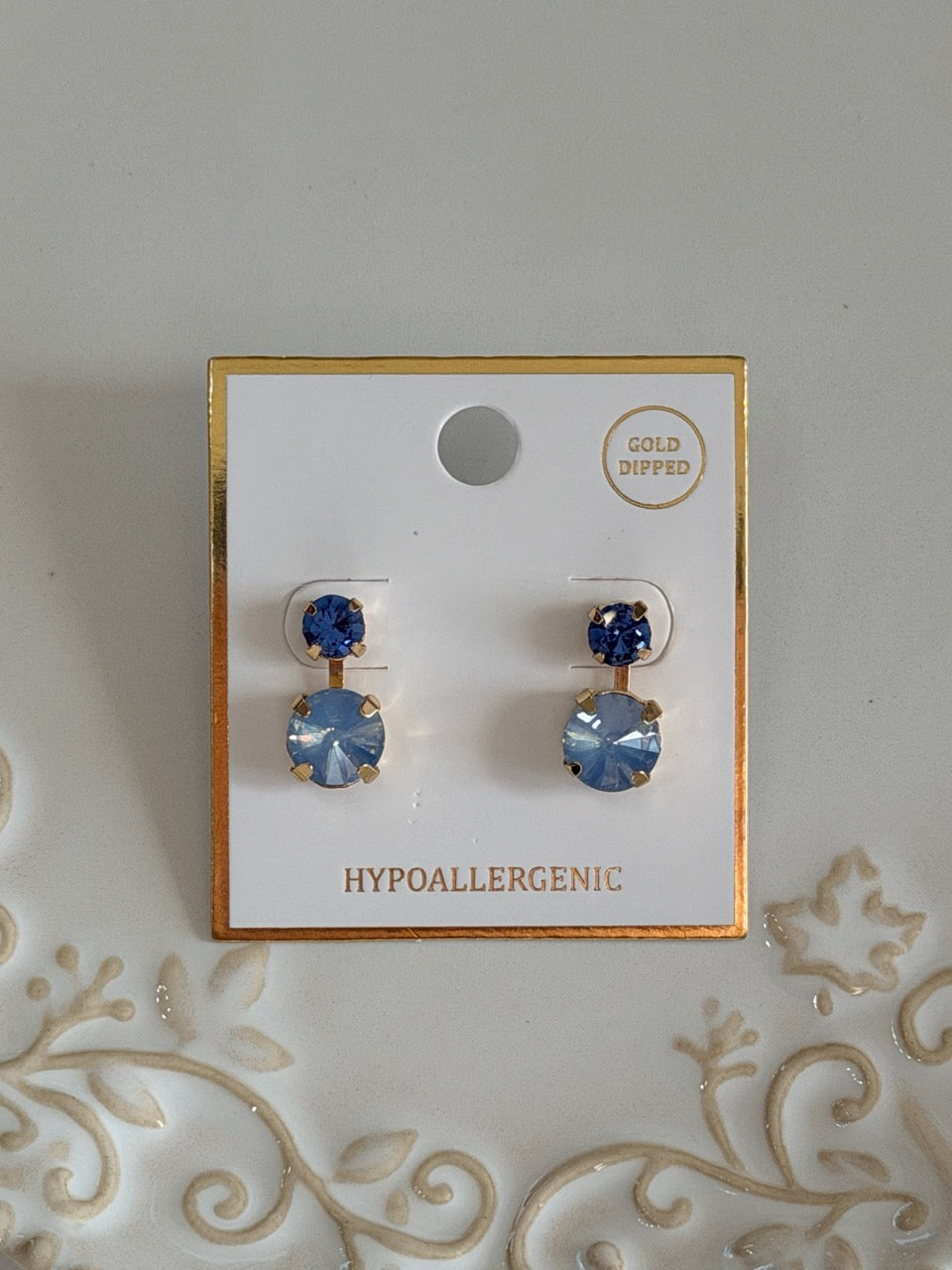 Dual shade multi faceted gold dipped gem earrings