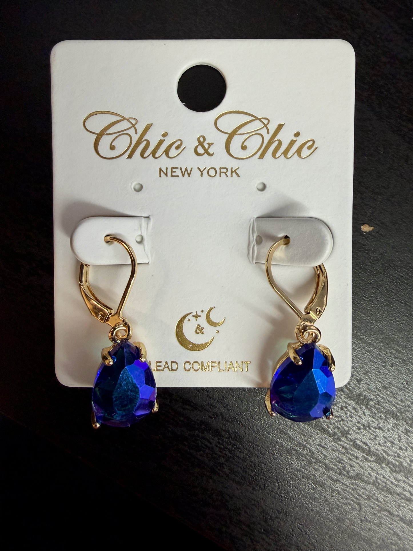 Chic & Chic teardrop shape large stone earrings