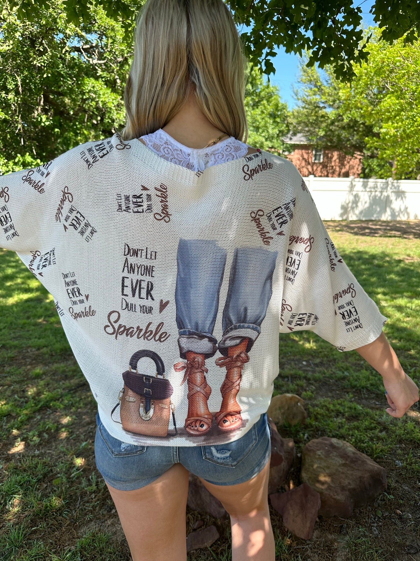 One size fits all cotton knit "don't dull your sparkle" top Blouse New York Life