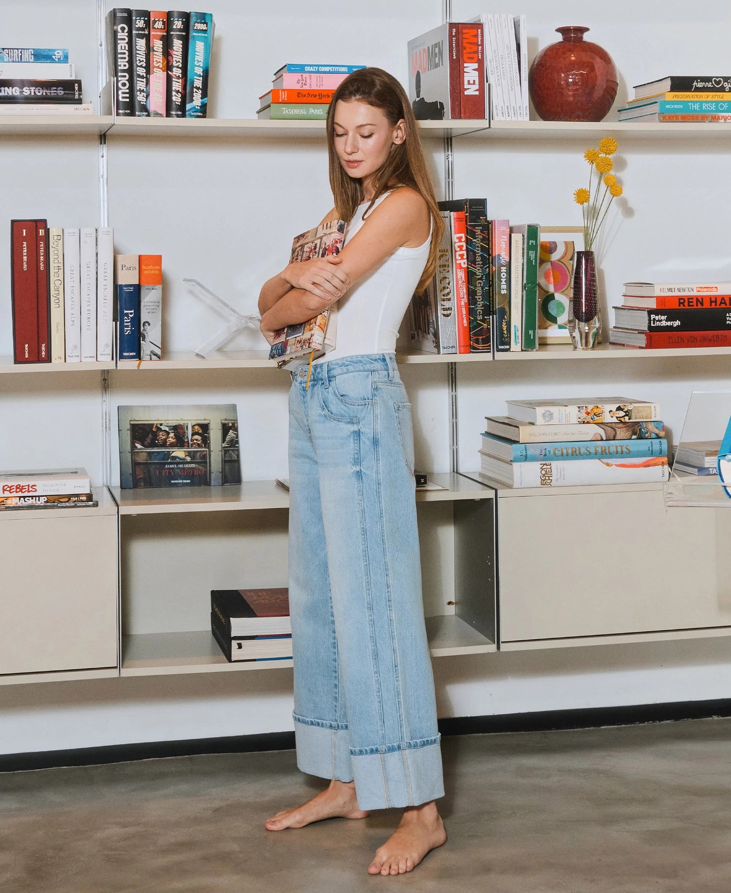 Flying Monkey super high rise cuffed baggy wide leg pant