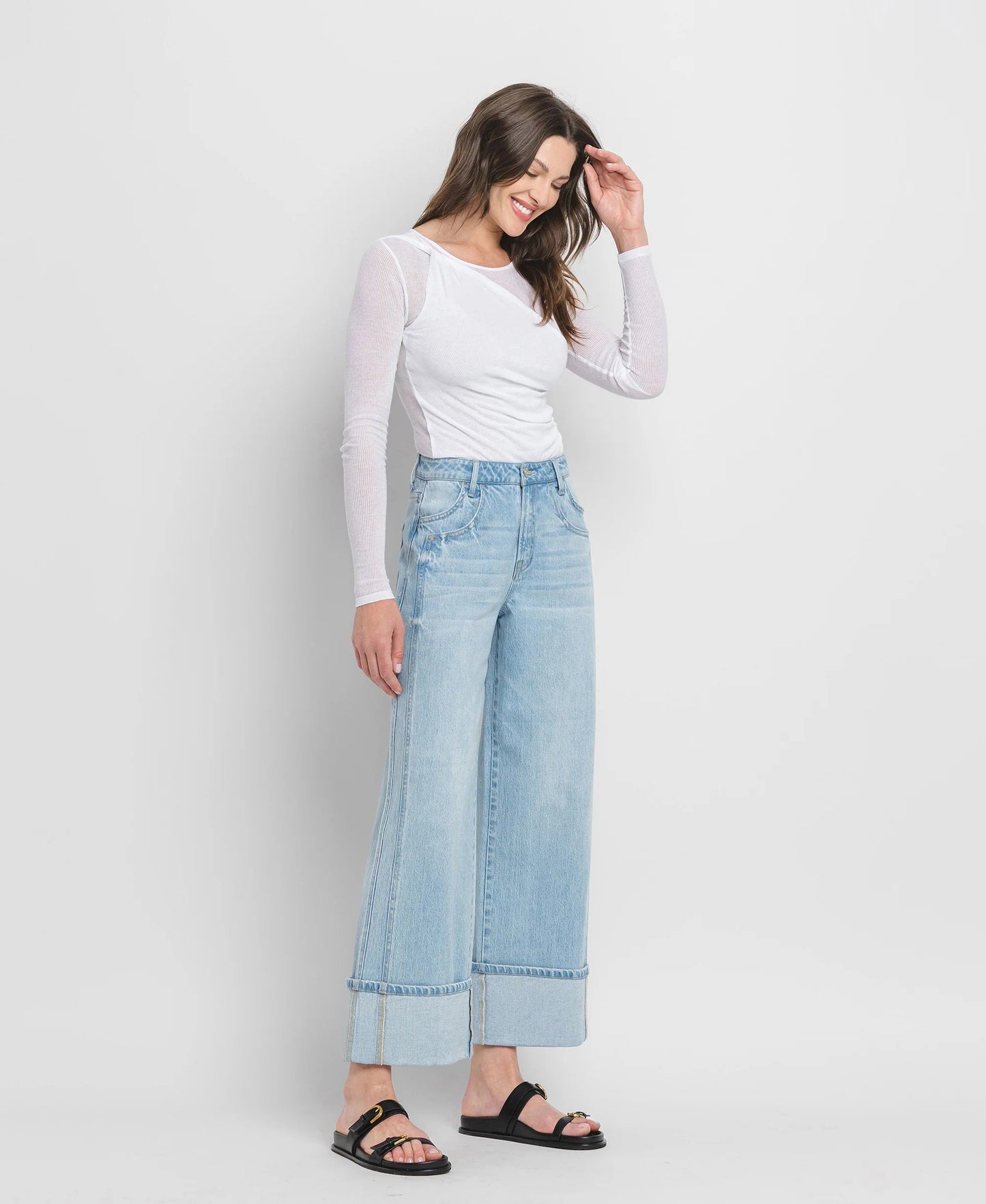 Flying Monkey super high rise cuffed baggy wide leg pant