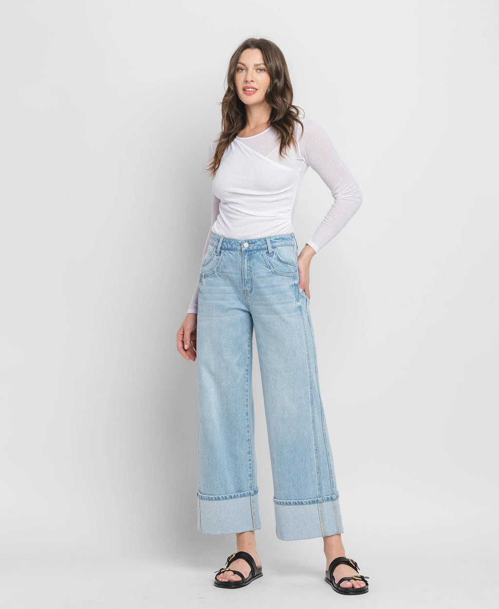 Flying Monkey super high rise cuffed baggy wide leg pant
