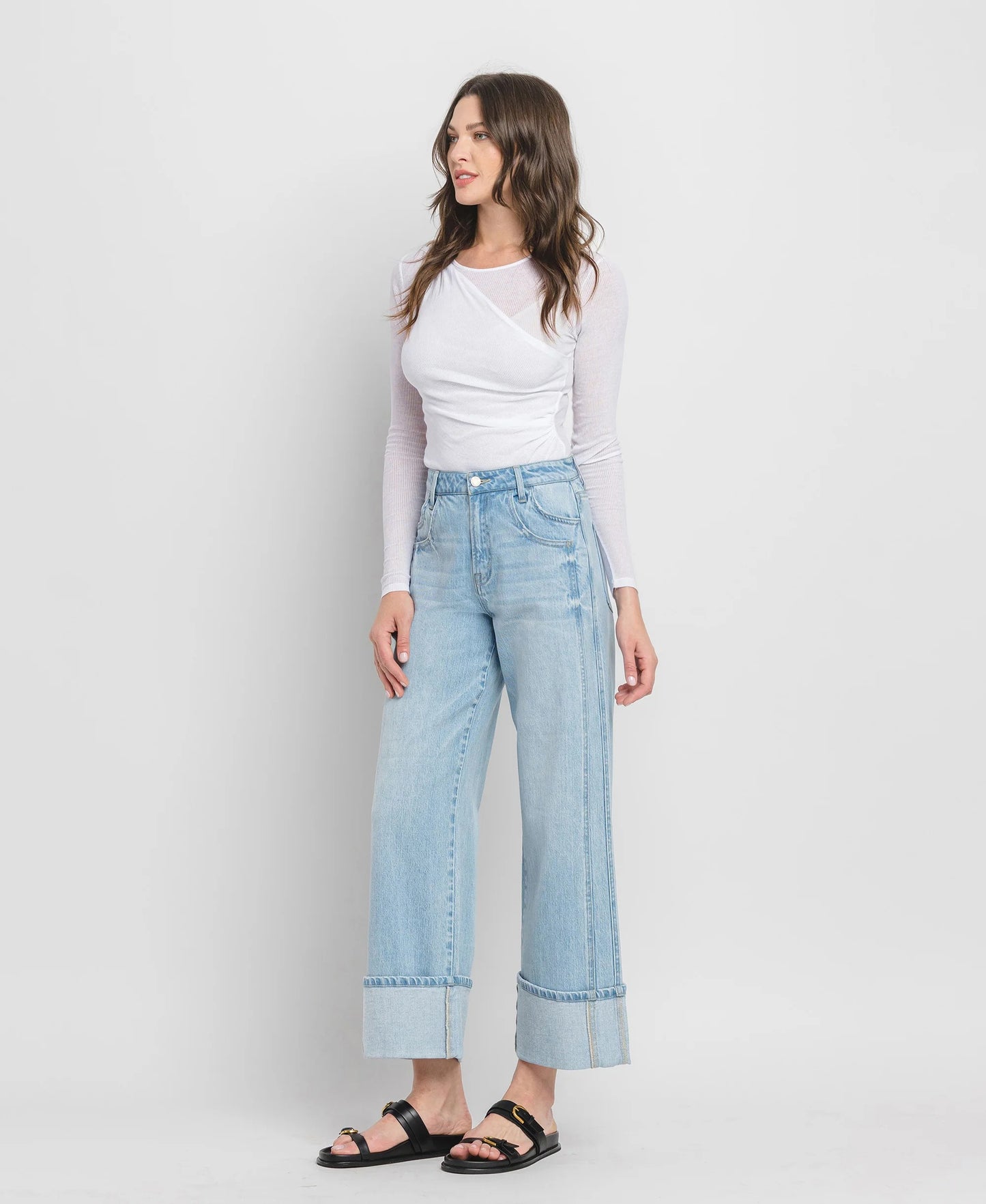 Flying Monkey super high rise cuffed baggy wide leg pant