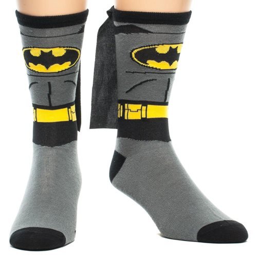 Batman Socks with Cape - DC Comics Batman Suit Up Crew Sock Gifts Ivy and Pearl Boutique