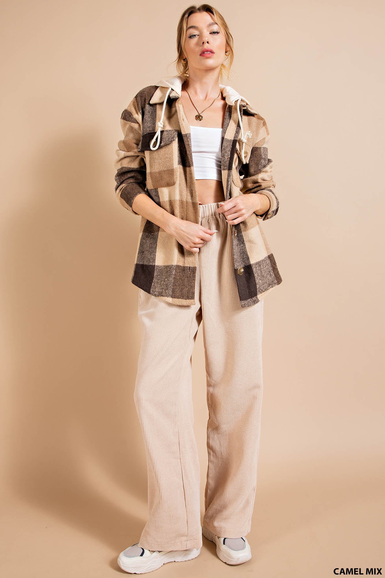 Hooded Plaid shirt jacket (shacket) RESTOCKED! NEW COLOR! Ivy and Pearl Boutique