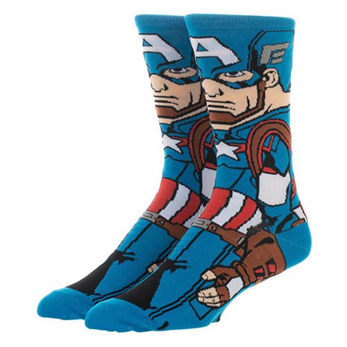 Captain America Endgame Socks - Avengers: Endgame Captain America 360 Character Socks Gifts Ivy and Pearl Boutique