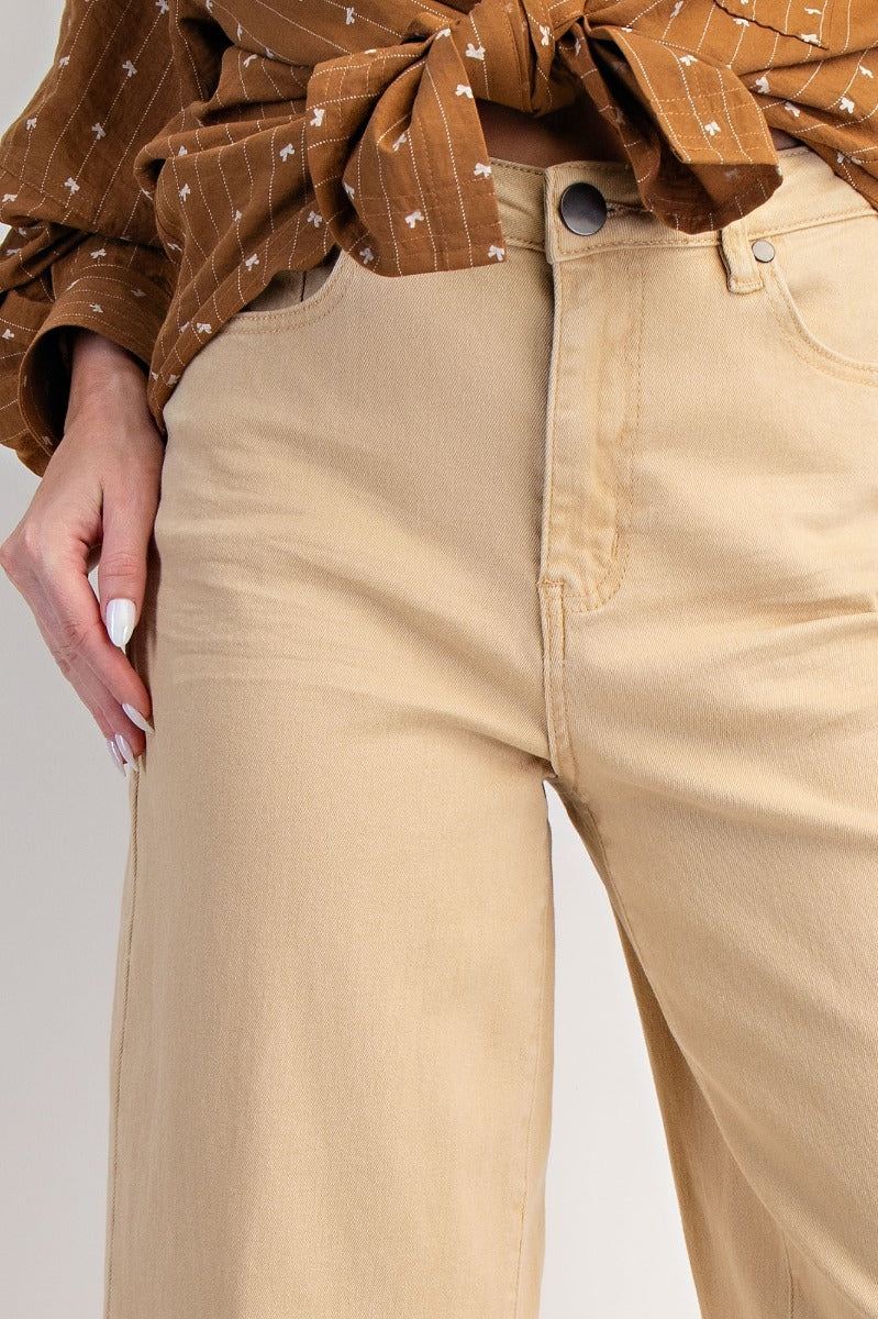 Soft stretch high waisted twill pants
