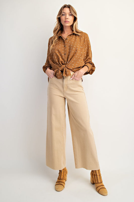 Soft stretch high waisted twill pants