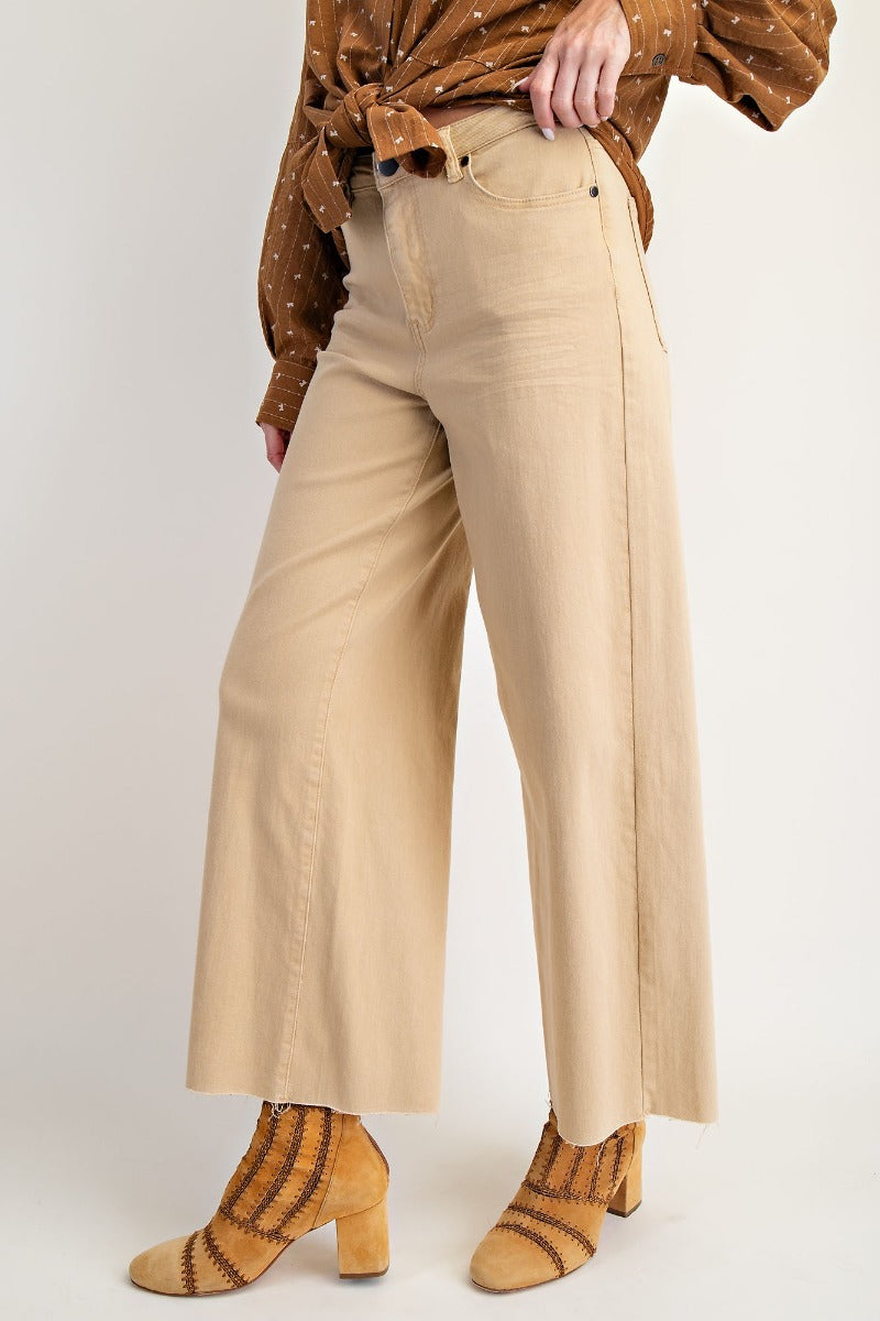 Soft stretch high waisted twill pants