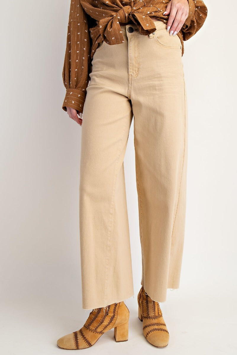 Soft stretch high waisted twill pants