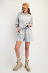 Upside down detailing mixed mineral washed terry knit short pants