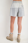 Upside down detailing mixed mineral washed terry knit short pants