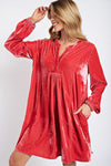 Loose fit soft velvet tunic dress with pockets  Ivy and Pearl Boutique