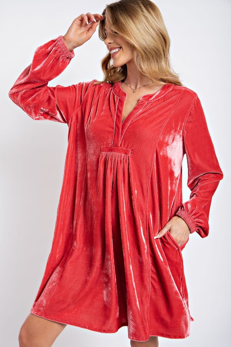 Loose fit soft velvet tunic dress with pockets  Ivy and Pearl Boutique